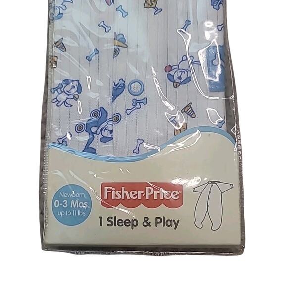 VTG NOS Fisher Price Puppy Print Footed Sleeper Pajamas Newborn 0–11 lb NWT - Picture 2 of 5